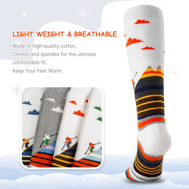 Cimkiz Ski Socks Kids Winter Warm Thermal Snow Socks, Skiing Snowboarding Skating for Toddler Boys and Girls (2 Pairs or 3 Pairs) - Image 3